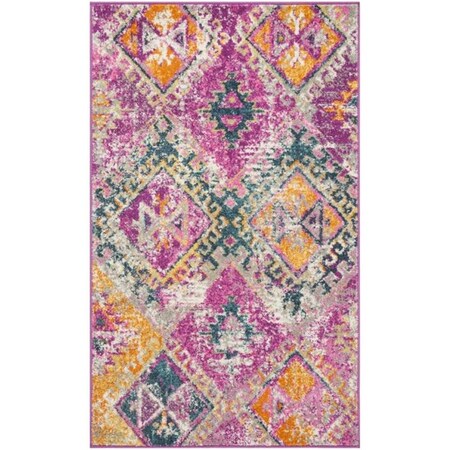 Safavieh 3 x 5 ft. Small Rectangle Madison Power Loomed Rug, Fuchsia and Blue MAD125F-3